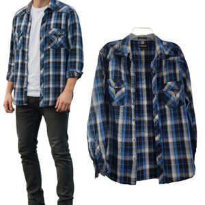 Helix Men’s Athletic Fit Western Wear Pearl Snap Long Sleeve Shirt – Size XL